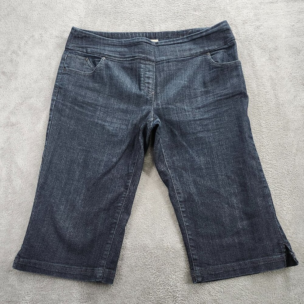 Contrast Jean Shorts Womens 16P Pull On Blue Denim Pockets Casual Comfort